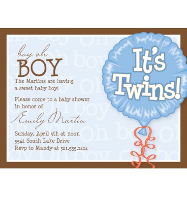 Twin Baby Shower Invitations, Its Twins, Boy, Paper So Pretty
